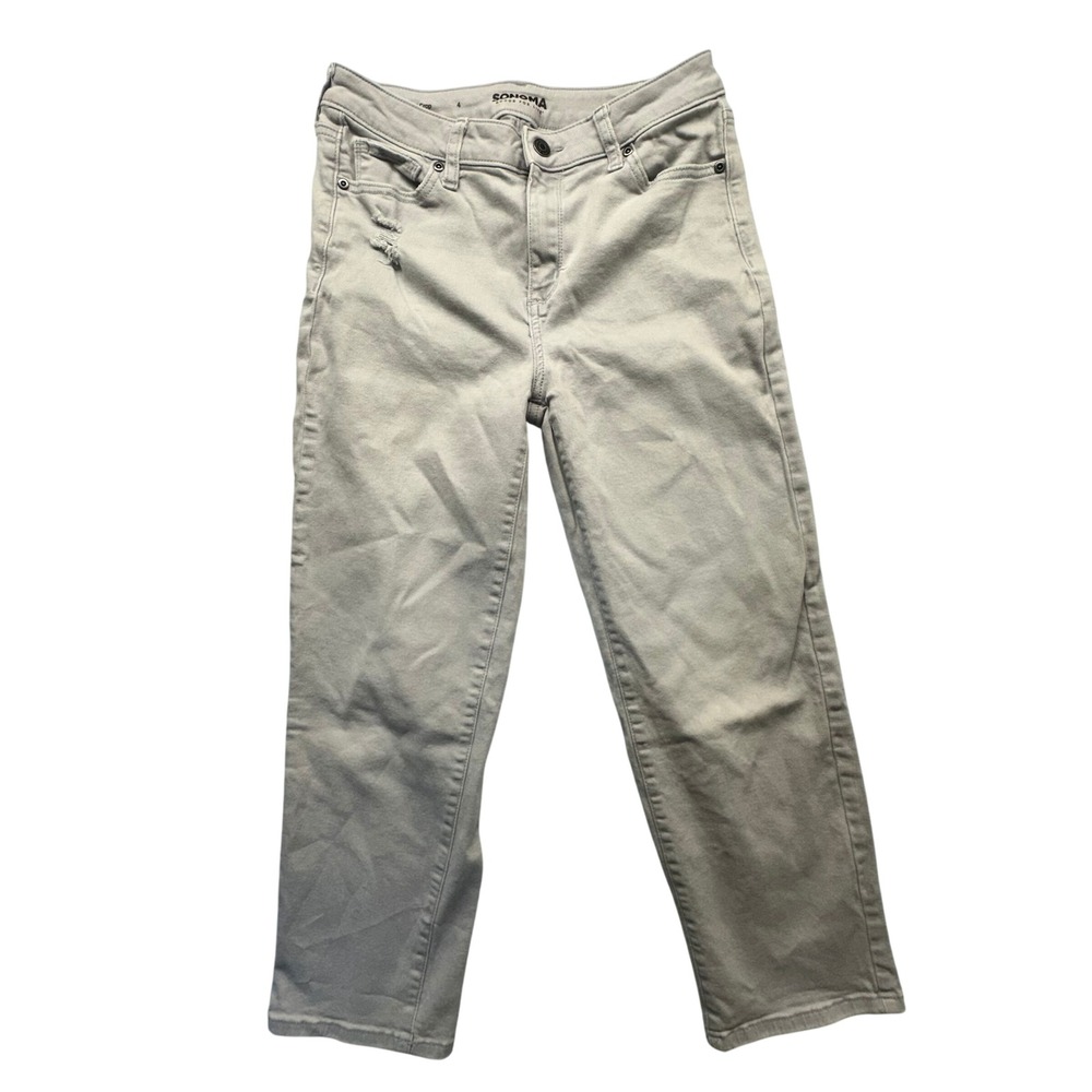 Sonoma Goods For Life Straight Crop Distressed Jeans Womens‎ Sz 4 Casual Gray